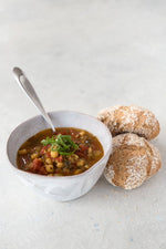gluten free dinner rolls with bowl soup