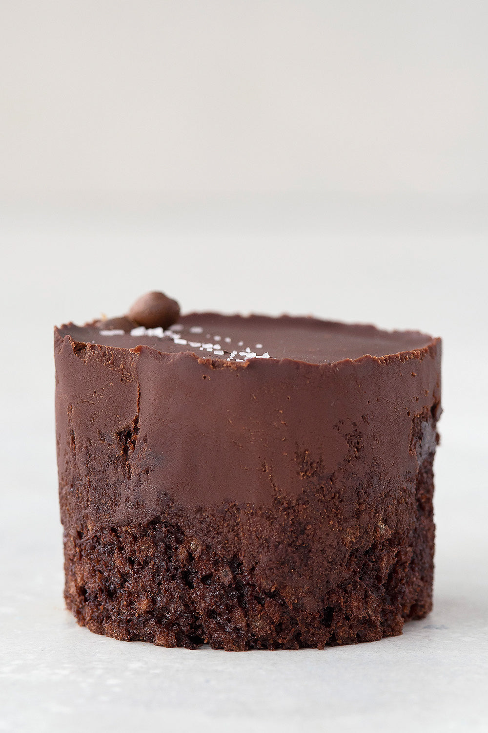 single gluten free Vegan Ganache chocolate cupcake, unwrapped