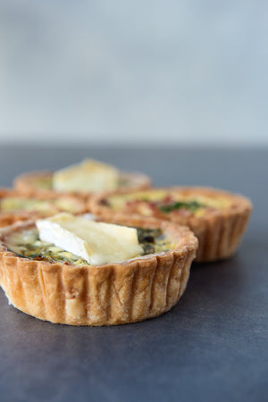 
                  
                    Load image into Gallery viewer, side view gluten free spinach brie quiche
                  
                