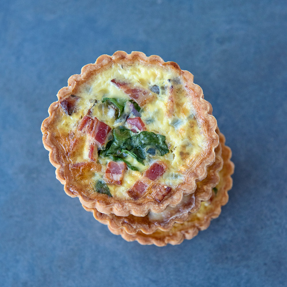 top view stack 2 gluten free bacon quiche