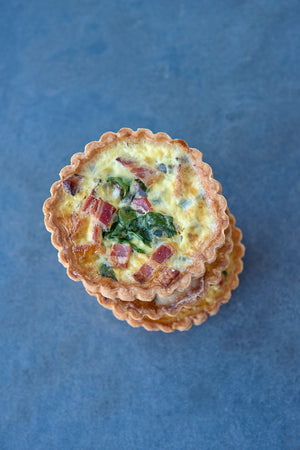 
                  
                    Load image into Gallery viewer, top view stack 2 gluten free bacon quiche
                  
                
