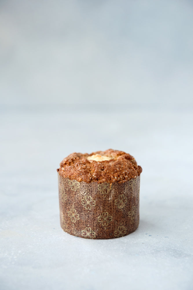 gluten free muffin in panettone wrapper