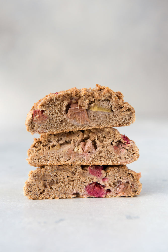 stack 3 halves gluten free vegan maple scones inside view