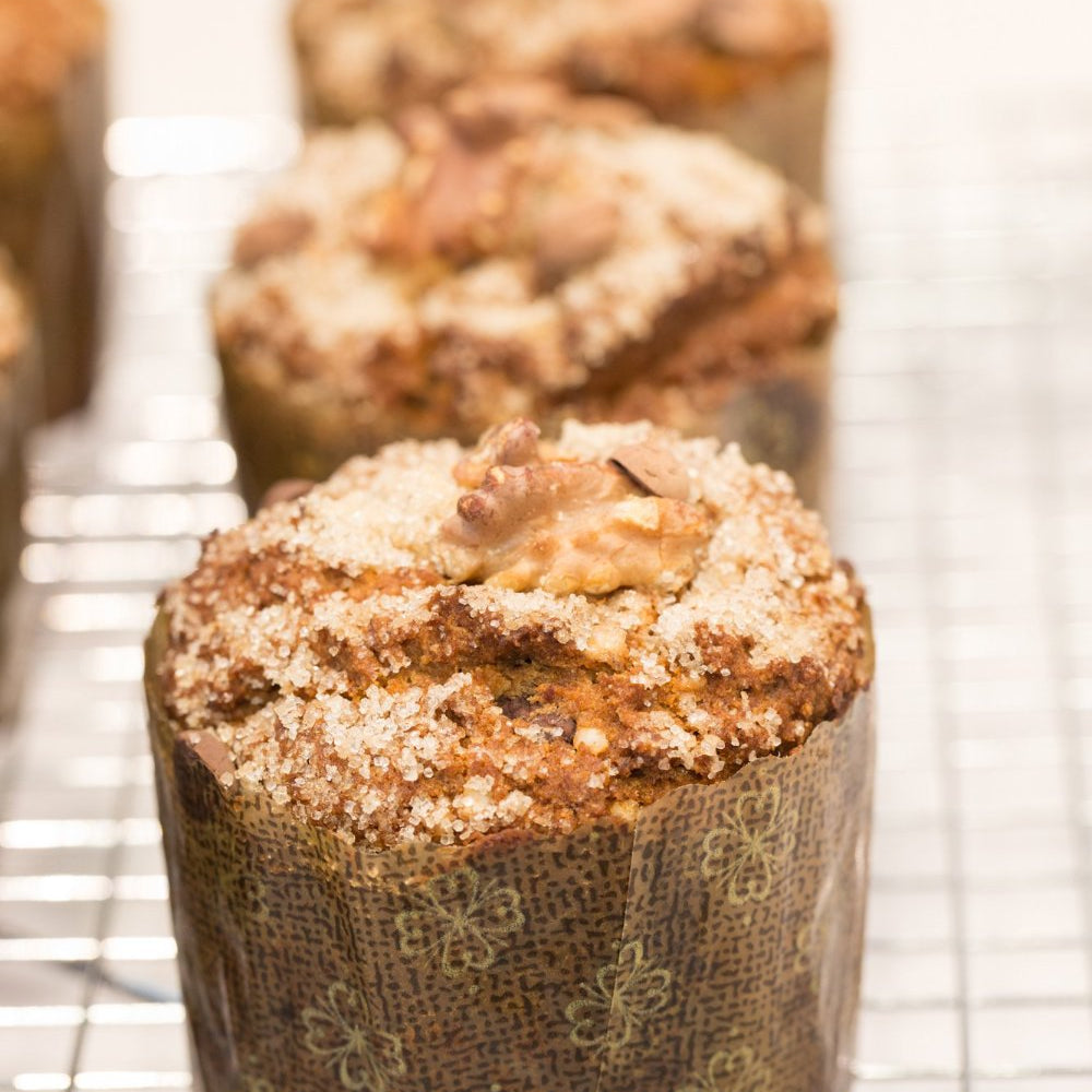 gluten free walnut muffins on cooling rack