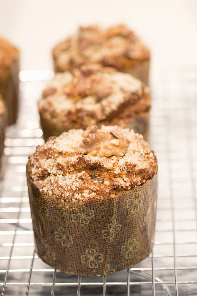 gluten free walnut muffins on cooling rack