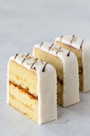 
                  
                    Load image into Gallery viewer, 3 slices gluten free almond pound with marzipan &amp;amp; chocolate drizzle cake slices
                  
                